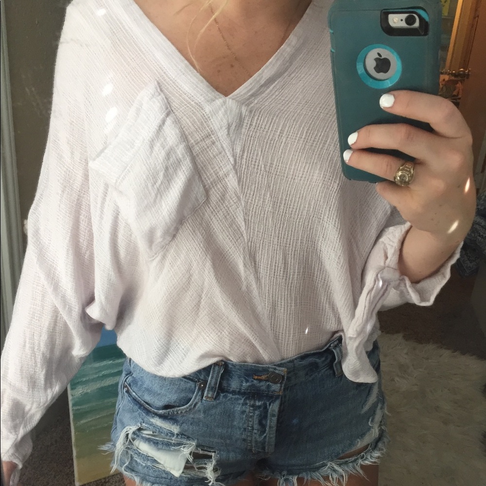 Free People flowy white/blush blouse